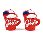 Silicone Beads, Focal Beads, Independence Day Theme, Red, Drink, 26x23x17mm, Hole: 2.5mm(SL-CBA56D7-01E)