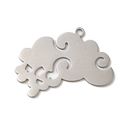 201 Stainless Steel Pendants, Cloud, Stainless Steel Color, 20x29x1mm, Hole: 1.6mm(STAS-B049-22P)