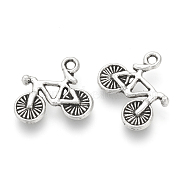Tibetan Style Alloy Pendants, Bicycle, Lead Free & Cadmium Free, Antique Silver, 13.5x15.5x2mm, Hole: 1.5mm, about 1330pcs/1000g(TIBEP-Q076-048AS-RS)