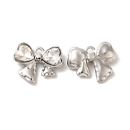 Rack Plating Alloy Charms, Nickel Free, with Glass, Bowknot with Heart Charms, Platinum, Clear, 13x16.5x4mm, Hole: 1.6mm(X-PALLOY-O106-13P-02)