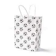 Rectangle Paper Bags, with Handle, for Gift Bags and Shopping Bags, Sports Theme, Football Pattern, White, 14.9x8.1x21cm(CARB-B002-06F)