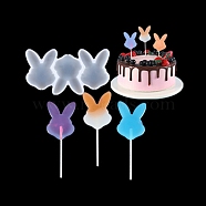 DIY Rabbit's Head Lollipop Making Food Grade Silicone Molds, Candy Molds, for Edible Cake Topper Making, 3 Cavities, White, 82x134x6mm, Inner Diameter: 61x44.5mm, Fit for 2mm Stick(DIY-E051-02)