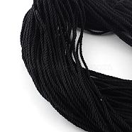 Polyester Cord, with Cotton Cords Inside, Black, 5mm, about 103.89 yards(95m)/bundle(OCOR-R022-5mm-18)
