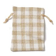 Cloth Imitation Burlap Drawstring Bags, Tartan Gift Storage Pouches, Rectangle, BurlyWood, 140x100x8mm(AJEW-D064-01C)