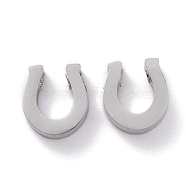 304 Stainless Steel Charms, Horseshoe, Stainless Steel Color, 9x8x3mm, Hole: 1.8mm(STAS-O139-08P)