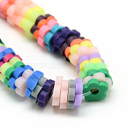 Polymer Clay Bead Strands, Flower, Colorful, 4~6x4~6x1~1.5mm, Hole: 2mm, about 313~350pcs/strand, 15.35 inch~16.14 inch(X-CLAY-T001-A06)
