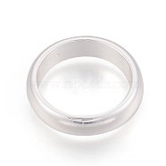 Electroplated Non-magnetic Synthetic Hematite Rings, Silver Plated, Size: 11, 20mm(RJEW-P069-01S)