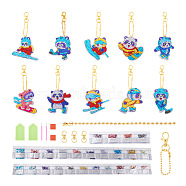 2 Sets 2 Style DIY Diamond Painting Sporting Panda Keychain Kits, with PET Pendant, Rhinestones, Diamond Sticky Pen, Tray Plate, Glue Clay, Iron Ball Chain and Alloy Swivel Clasps, Mixed Color(DIY-TA0003-80)