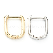 Brass Huggie Hoop Earrings, Long-Lasting Plated, Rectangle, Mixed Color, 16x12x2mm, Pin: 0.8mm(EJEW-P189-01)