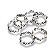 MIYUKI & TOHO Handmade Japanese Seed Beads, with 304 Stainless Steel Link Rings, Loom Pattern, Hexagon, Silver, Slate Gray, 15~15.5x16x1.8~2mm(SEED-A028B-S-25S)
