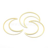 Brass Linking Rings, Lead Free & Cadmium Free & Nickel Free, Moon, Real 18K Gold Plated, 49x40x1mm(KK-P155-64G-NR)