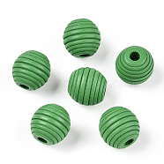 Painted Natural Wood Beehive European Beads, Large Hole Beads, Round, Medium Sea Green, 18x17mm, Hole: 4.5mm(WOOD-Q040-019A-A05)