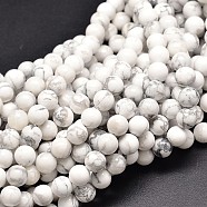 Natural Gemstone Howlite Round Bead Strands, 10mm, Hole: 1mm, about 40pcs/strand, 15.1 inch(X-G-P075-34-10mm)