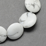 Flat Round Gemstone Natural Howlite Stone Beads Strands, White, 16x5mm, Hole: 1mm, about 25pcs/strand, 16.5 inch(G-S110-21)