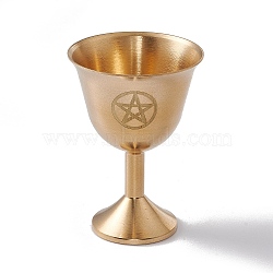 Tarot Theme Brass Cups, Wicca Rite Goblet Display Decoration, for Home Decoration, Star Pattern, 40x55mm, Inner Diameter: 37mm(AJEW-C020-02A-G)