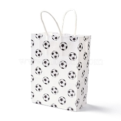 Rectangle Paper Bags, with Handle, for Gift Bags and Shopping Bags, Sports Theme, Football Pattern, White, 14.9x8.1x21cm(CARB-B002-06F)