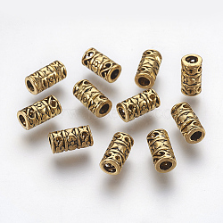 Tibetan Style Alloy Beads, Antique Golden Color, Lead Free & Nickel Free & Cadmium Free, Column, Size: about 6mm in diameter, 12mm long, hole: 3.5mm(X-GLF0856Y-NF)