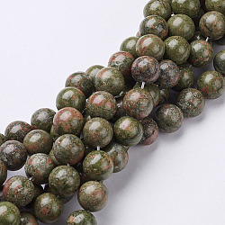 Natural Unakite Beads Strands, about 12mm in diameter, hole: 1mm, 33pcs/strand, 15.5 inches(GSR12mmC043)