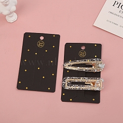 Paper Hair Clip Display Cards, Rectangle, Black, 10.5x6.3x0.04cm, Hole: 6mm(CDIS-C001-06)