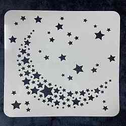 Plastic Drawing Painting Stencils Templates, Square, Moon Pattern, 300x300mm(DIY-WH0172-015)