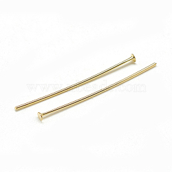 Brass Flat Head Pins, Real 18K Gold Plated, 50x0.8mm, Head: 2mm(KK-T032-093G)