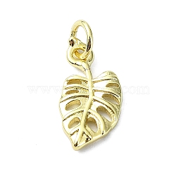 Brass Pendants, Real 18K Gold Plated, Leaf, 15.5x8x1.5mm, Hole: 3mm(KK-H475-35G-01)