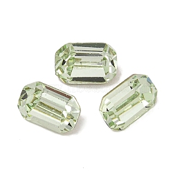 Glass Rhinestone Cabochons, Flat Back & Back Plated, Faceted, Recctangle, Chrysolite, 6x4x3mm(RGLA-L029-18A-238)