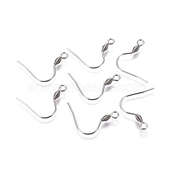 304 Stainless Steel Earring Hooks, Ear Wire, with Horizontal Loop, Stainless Steel Color, 21.5x3mm, Hole: 2mm, Pin: 0.9mm(X-STAS-D448-038P-A)