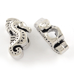 Tibetan Style Alloy European Large Hole Beads, Cadmium Free & Lead Free, Sea Horse, Antique Silver, 19x11x9mm, Hole: 4mm, about 242pcs/1000g(TIBEP-R304-090AS-LF)