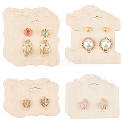 Wood Earring Display Card with Hanging Hole, Jewelry Display Cards for Earring Display, Mixed Shapes, 5.35~6.1x3.75~5.4x0.3cm, 6pcs/style, 4 styles, 24pcs(DIY-WH0320-20C)