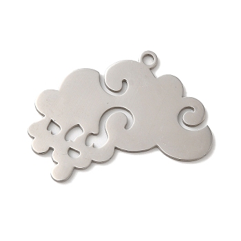 201 Stainless Steel Pendants, Cloud, Stainless Steel Color, 20x29x1mm, Hole: 1.6mm