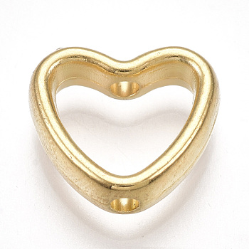 CCB Plastic Bead Frames, Heart, Light Gold, 11x12x3.5mm, Hole: 1.6mm