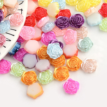 ABS Plastic Imitation Pearl Cabochons, Flower, Mixed Color, 17x17.5x6.5mm, about 200pcs/bag