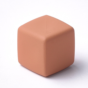 Acrylic Pendants, Rubberized, Cube, Coral, 14.5x14.5x14.5mm, Hole: 3.5mm