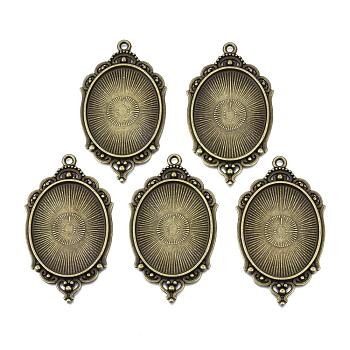 Tibetan Style Alloy Pendant Cabochon Settings, Cadmium Free & Lead Free, Oval, Antique Bronze, Tray: 40x30mm, 65x37x2.5mm, Hole: 2.5mm, about 99pcs/1000g