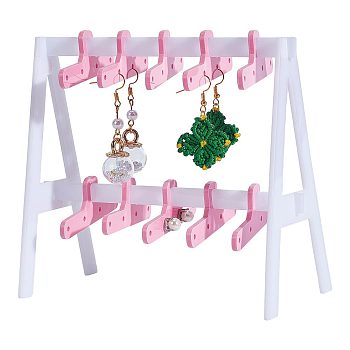 Elite 1 Set Acrylic Earring Display Stands, Clothes Hanger Shaped Earring Organizer Holder with 10Pcs Hot Pink Hangers, White, Finish Product: 14x7.5x13cm