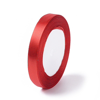 Single Face Satin Ribbon, Polyester Ribbon, Christmas Ribbon, Red, 1/2 inch(12mm), about 25yards/roll(22.86m/roll), 250yards/group(228.6m/group), 10rolls/group