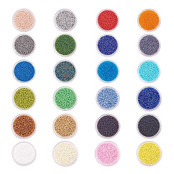 PandaHall Elite Glass Seed Beads, Transparent, Round, Mixed Color, 2mm, Hole: 0.5~0.8mm