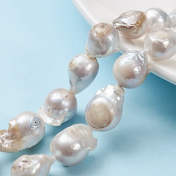 Natural Baroque Pearl Keshi Pearl Beads Strands, Cultured Freshwater Pearl, Nuggets, Creamy White, 13~22x13~27x13·16mm, Hole: 0.5mm, about 20pcs/strand, 15.3 inch