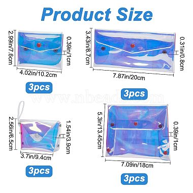 12Pcs 4 Style Laser Iridescent PVC Small Wallets(AJEW-CP0005-51)-2