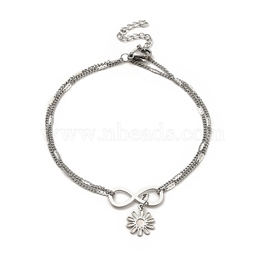 304 Stainless Steel Charm Anklet(AJEW-C021-12P)-2