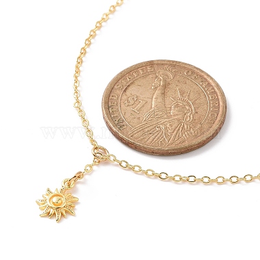 Brass Sun Pendant Lariat Necklace with Cable Chains for Women(NJEW-JN04141)-5