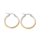 Two Tone 201 Stainless Steel Hoop Earrings with 304 Stainless Steel Pins for Women(EJEW-B016-03A)-1