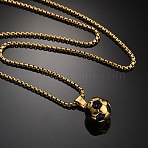 201 Stainless Steel Pendant Necklaces, Enamel Football, Golden, 23.54 inch(59.8cm)(NJEW-H058-02G)