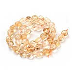 Natural Citrine Beads Strands, Tumbled Stone, Nuggets, Dyed & Heated, 8~12x6~9mm, Hole: 0.8mm, about 44pcs/strand, 15.7 inch(40cm)(G-F575-12)