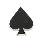 Poker Black Alloy Brooches, Enamel Pins for Clothes Backpack, Spade, Black, 20.5x17x2mm(JEWB-I030-11A)