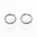 Non-Tarnish 304 Stainless Steel Open Jump Rings, Diamond Cut Textured Round, Stainless Steel Color, 6x1mm, 18 Gauge, Inner Diameter: 4mm(STAS-N092-167C-01)