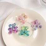 Gradient Color Transparrent Acrylic European Beads, Large Hole Beads, Bear, Mixed Color, 32.2x30.4x15.4mm, Hole: 4.2mm(X-OACR-P024-01)