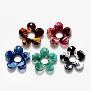 Cellulose Acetate(Resin) Pendants, Flower, Mixed Color, 23x24x5mm, Hole: 1.4mm(KY-S158-29-M)