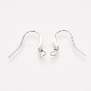 Brass French Earring Hooks, with Horizontal Loop, Flat Earring Hooks Findings, Real Platinum Plated, 17.5x20mm, Hole: 2mm, 20 Gauge, Pin: 0.8mm(KK-S348-408)